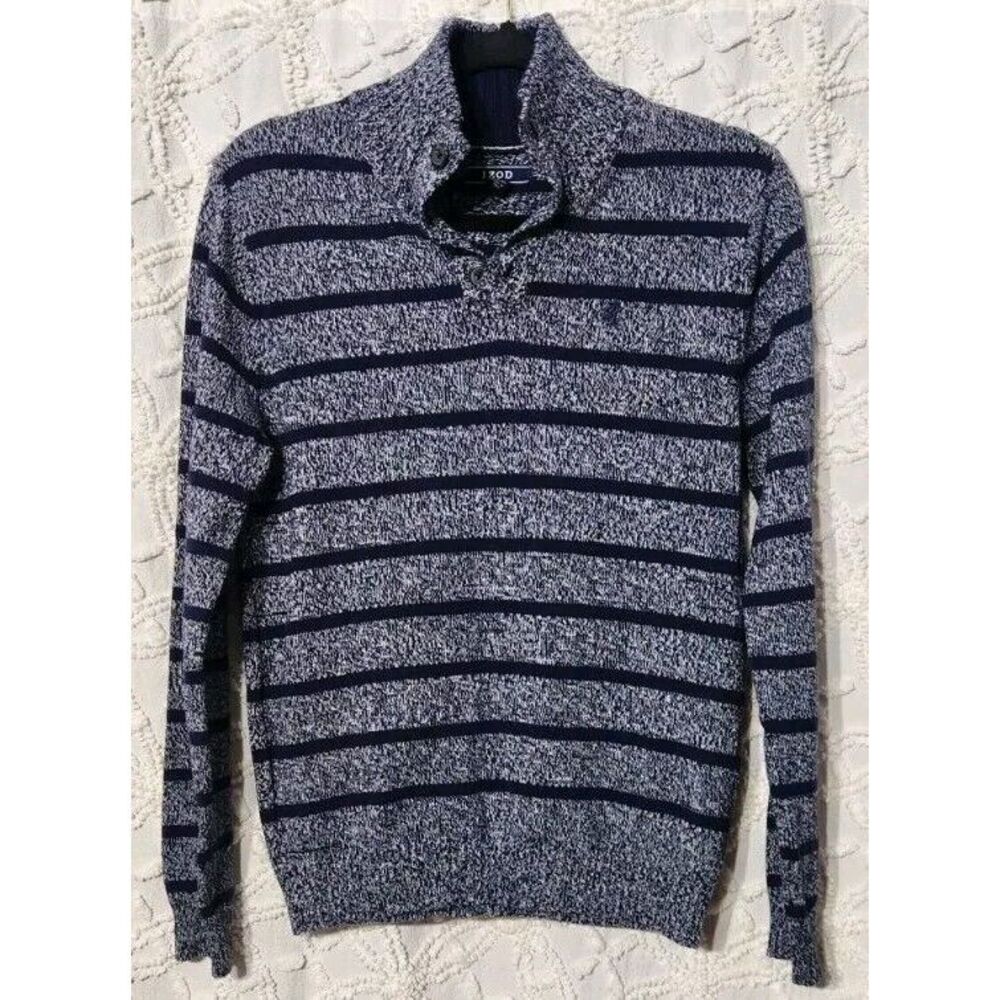 Izod Sweater Boys L 14 /16 Preppy Schoolboy Navy Striped‎ Holiday Academia NWT